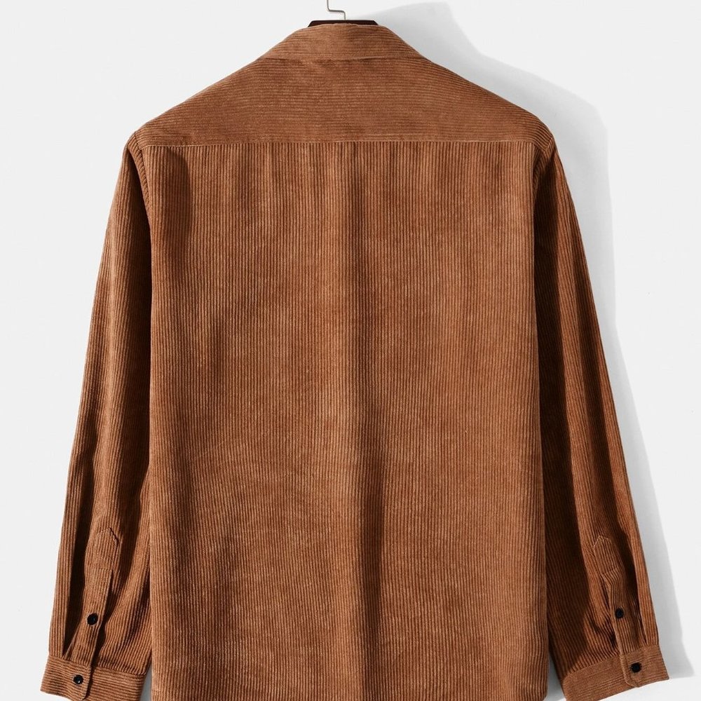 Corduroy Button Through Men's Shirt With Flap Pock - Picture 2 of 7